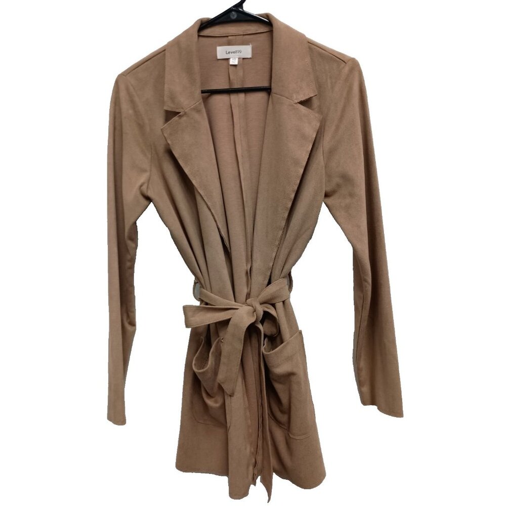 Level 99 Anthropologie Womens Jacket Size XS Brown Faux Suede Neutral Minimalist